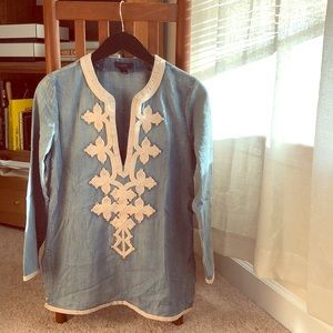 J.Crew Embroidered tunic in chambray